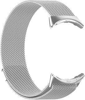 YOFUNTLE Compatible for Google Pixel Watch Band Women Men, Stainless Steel Mesh Loop Adjustable Magnetic Clasp Strap Replacement Wristband for Google Pixel Watch (Silver)