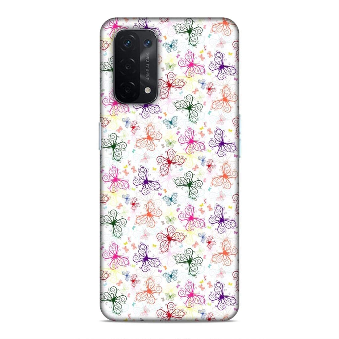 LETAPS® Back Case Cover (Multicolour) Oppo A93 5G / Oppo A93s 5G / Oppo A54 5G (Butterflies, White, Green, Traditional - 1543)