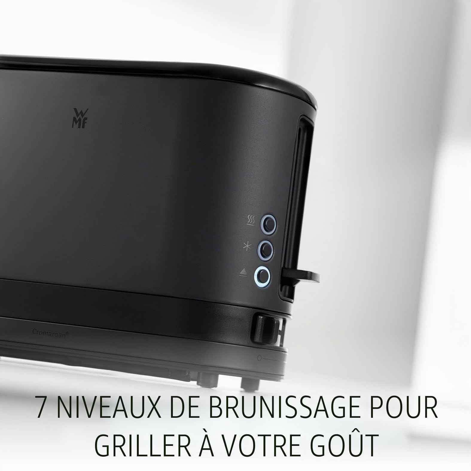 WMF Küchenminis Grille-pain 1 tranche avec accessoire pour petits pains, pour 1 tranche XXL, fonction décongélation, grille-pain à fente longue avec 7 niveaux de brunissage, 600 W