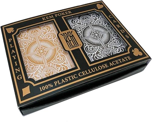 KEM Arrow - Tarjetas de juego con índice jumbo tamaño de póquer 2 unidades color rojo y azul