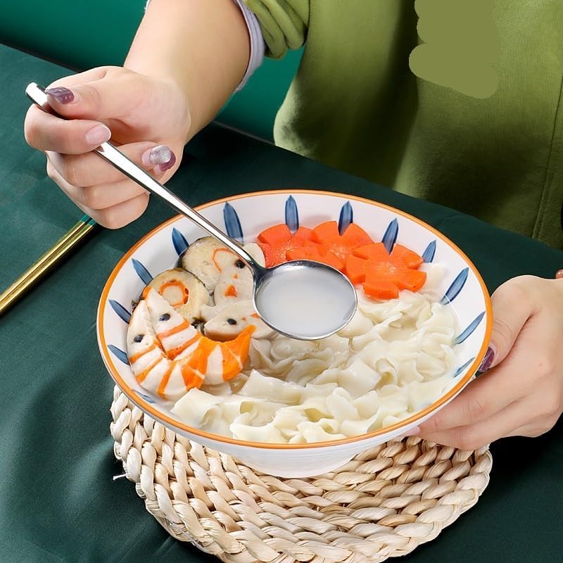 Silverware Flatware Set, 1/4/6/8/10 Pieces Long-handled Large Round Spoons Thickened Creative Restaurant Hotel Household Spoons 304 Stainless Steel Spoons(Rainbow,6Pcs)