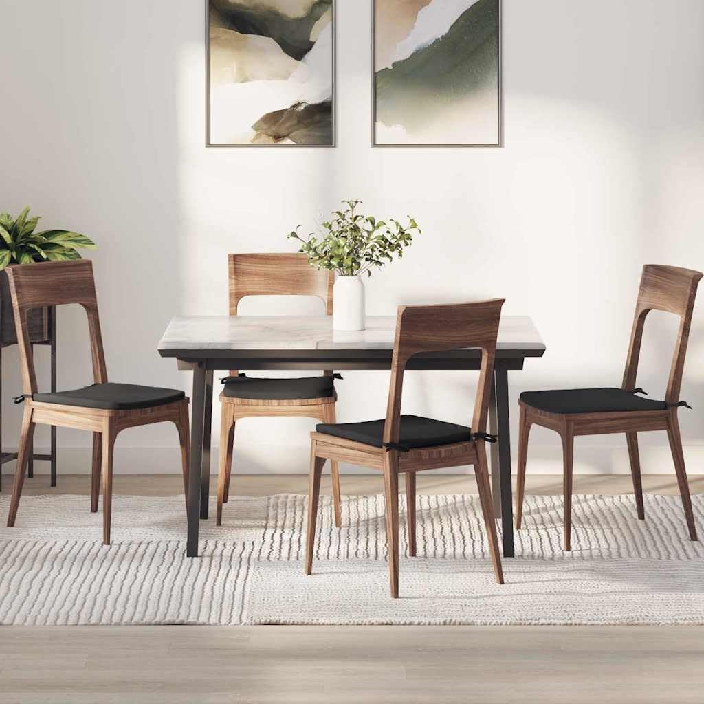 Sitzkissen 4er Set Schwarz 40x40x3 cm Stuhlkissen Indoor