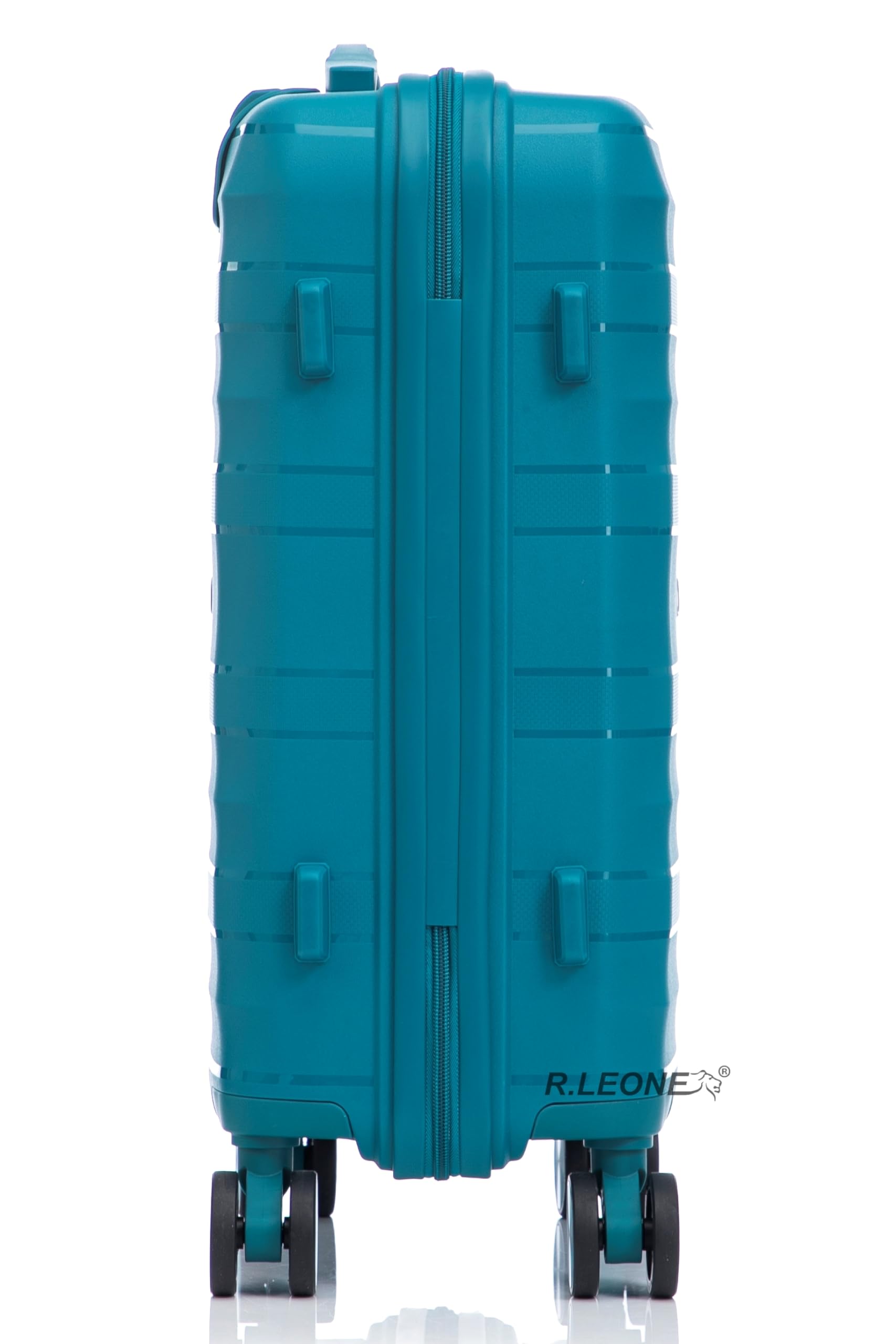 R.Leone Valigia da 1 Fino a Set 3 Bagaglio a mano 55x40x20 Ryanair, Medio, Grande Ultra Strong Antiurto Trolley leggero 8 ruote Polipropilene 9180 (Turchese, Set 3 Pezzi S M L)