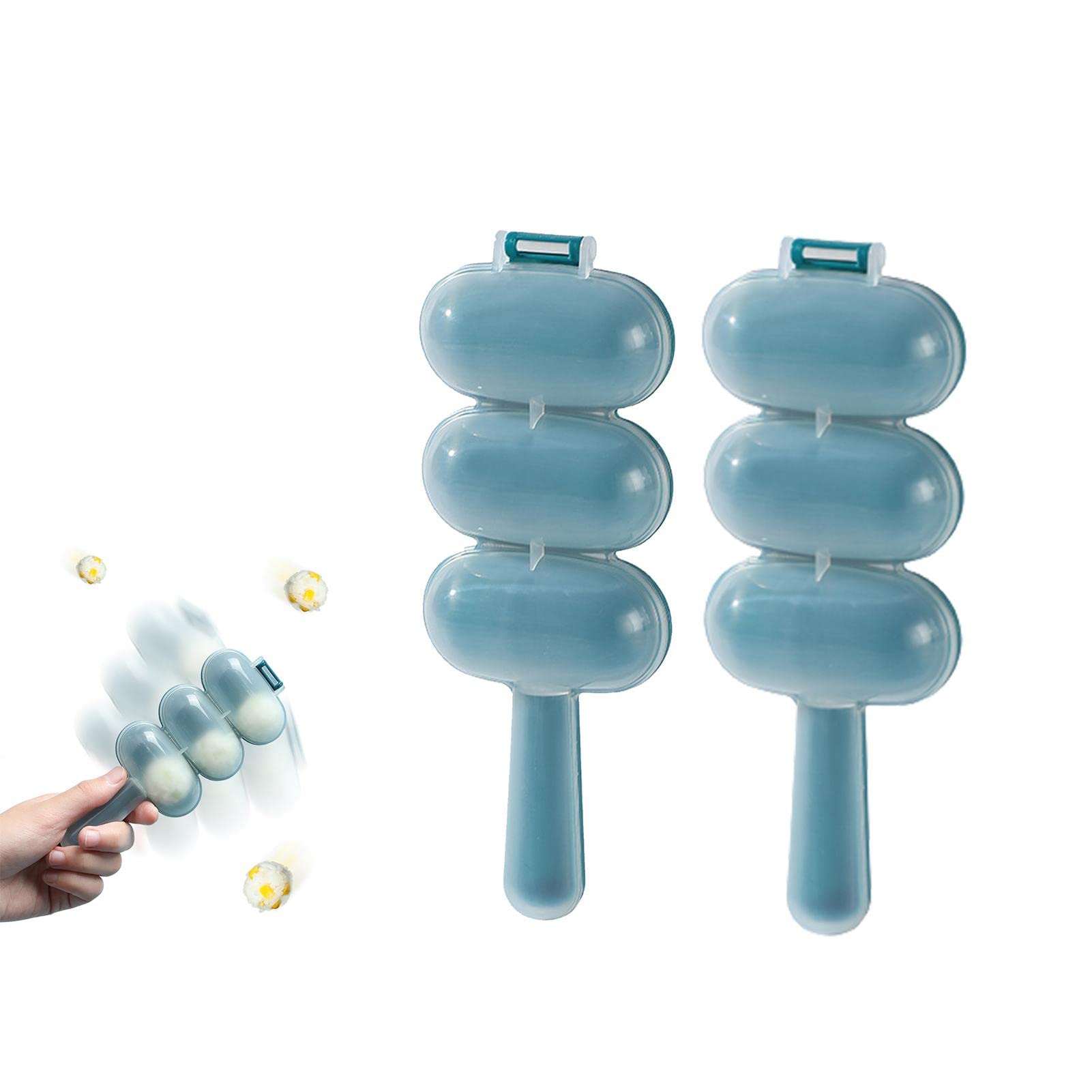 Zceplem Blue 2 Rice Mold, Rice Ball Artifact, Rice Baller Lunch Maker Mould, Ball Shaped Mold Kitchen Tools Food Decor For Kids, Rice Ball Mold Shaker Sushi Maker Mould