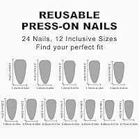 Vista 5 de Uñas postizas a presión medianas con almendra SWEKKE francesas, color rosa brillante, cobertura completa, uñas postizas con diseños, uñas adhesivas