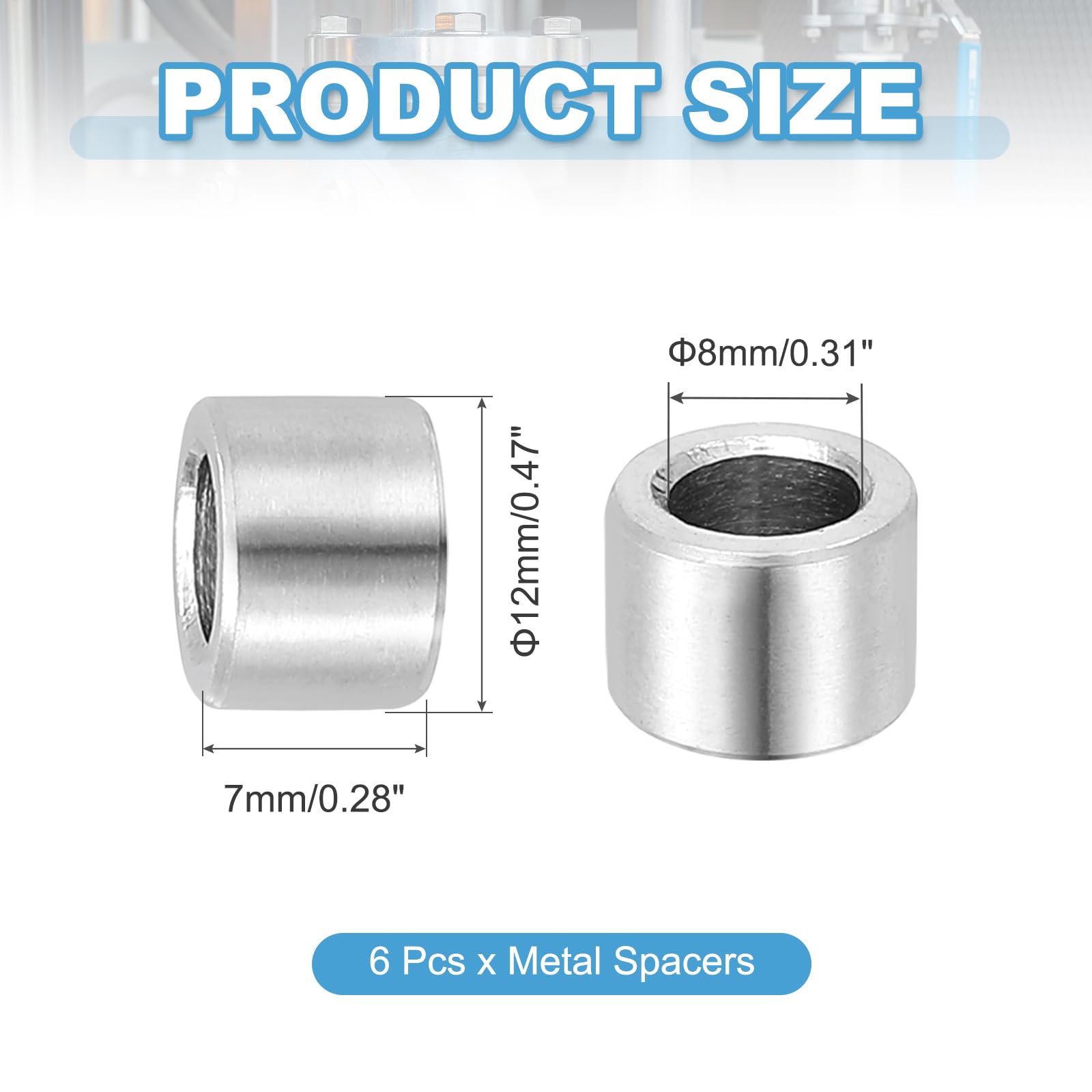 PATIKIL 6 Pcs Stainless Steel Spacers - Image 2