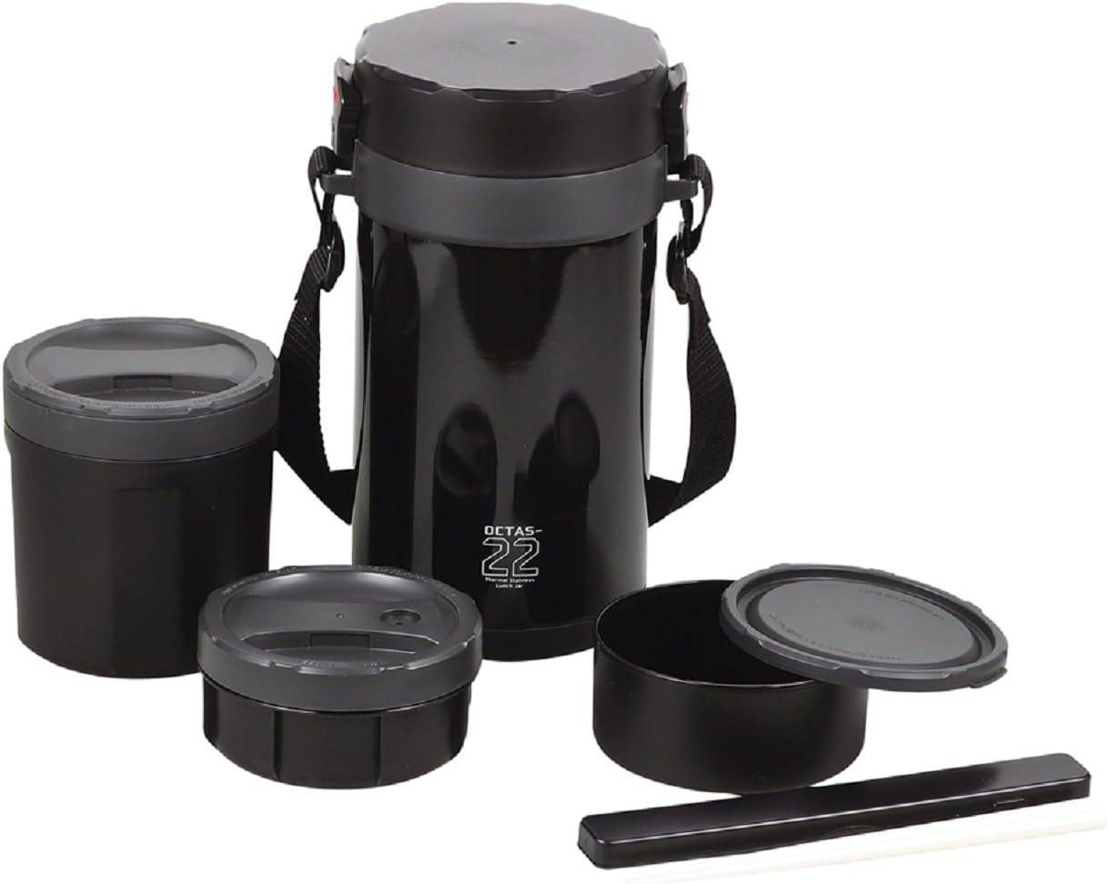 Pearl Metal Insulated Lunch Jar, Gray, 2200 Stainless Steel, Octas HB-3771