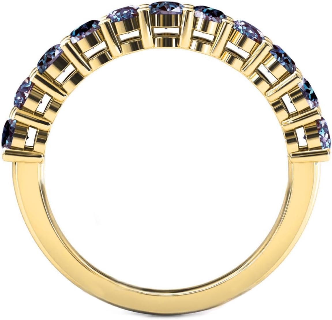Alexandrite Wedding Bands for Women 10K 14K 18K Gold Lab Created Color Change Alexandrite Stacking Band Wedding Anniversary Band Ring for Her Size 4-15