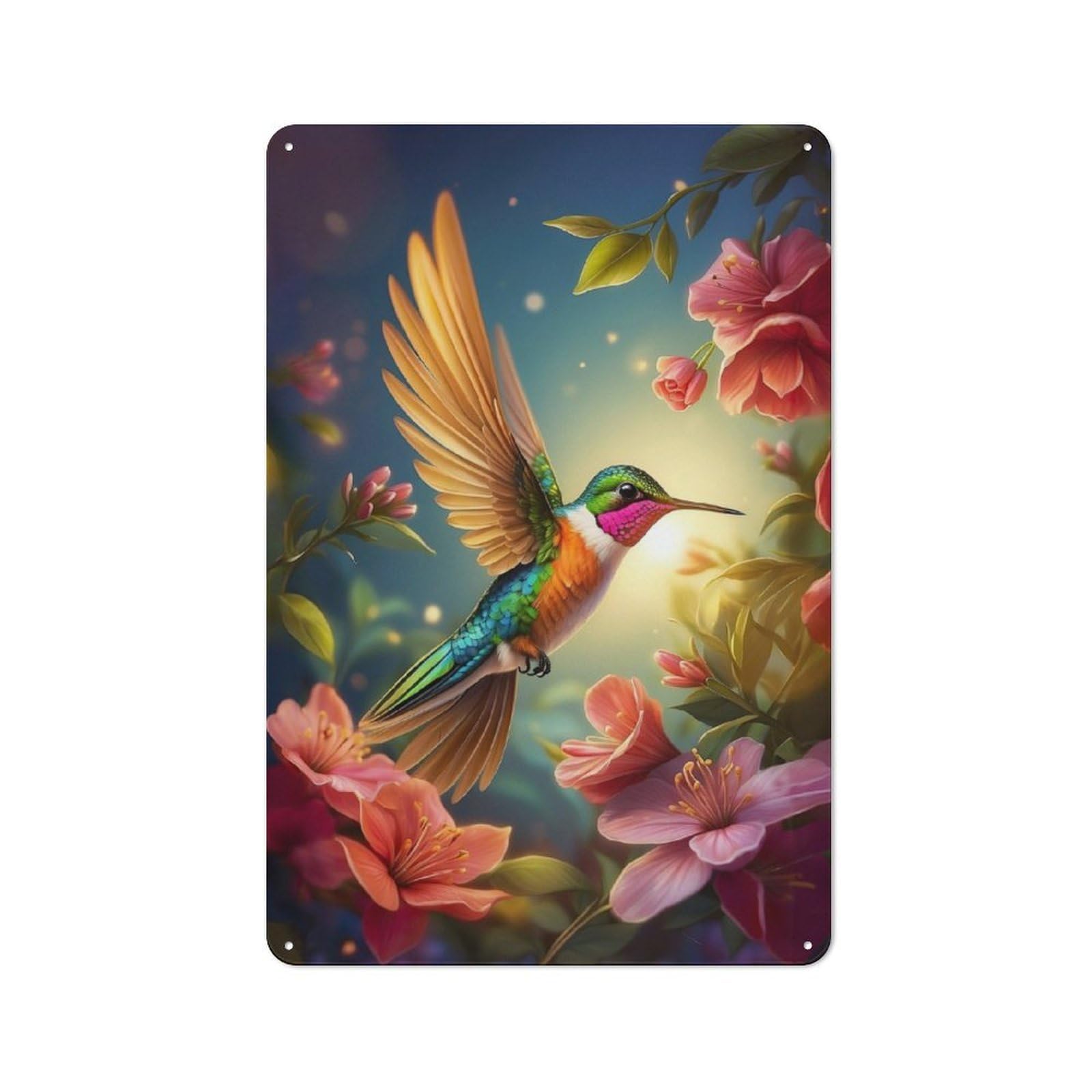 Junmoney Enchanted Hummingbird Tin Wall Plaque 30X20cm With For Guest Room Or Hallway, For Metal Sign Collectors, For Garage And Workshop Walls