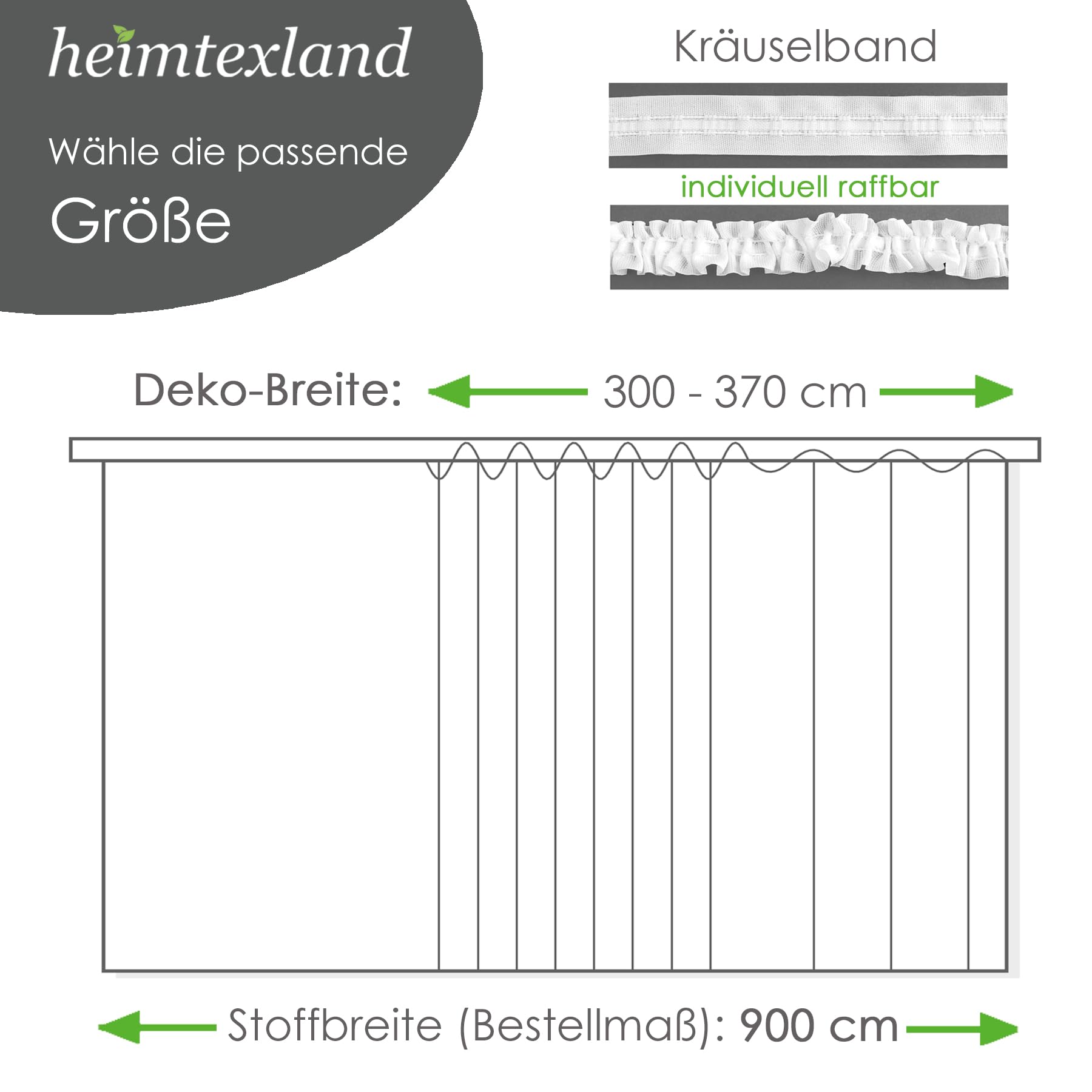 heimtexland Gardine, Vorhang, Store weiß aus hochwertigem Jacquardstore mit transparentem Oberstoff und Kräuselband, H X B 120 X 900 cm Typ10