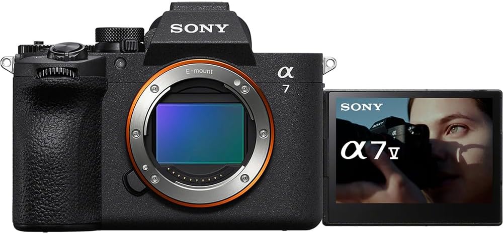 Sony ILCE-7M5/B a7 V Full-Frame Mirrorless Camera Body Bundle with MK320 Flash Speedlight, 72" Monopod, Wrist Grip Strap, 64GB Memory Card, Corel Photo Video Suite, Deco Photo Camera Bag + More