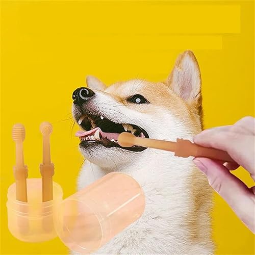 Miniatura 3 de Yueliang Zentric Cepillo de dientes para perros, Flexibrush Cepillo de dientes para mascotas con raspador de lengua, cepillo de dientes para gatos,