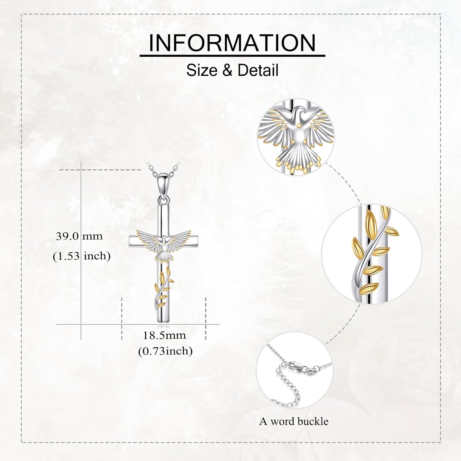 MONGAS Cross Holy Spirit Necklace Sterling Silver Cross Dove Pendant Holy Spirit Jewelry Dove Graduation Gifts for Women - Image 3