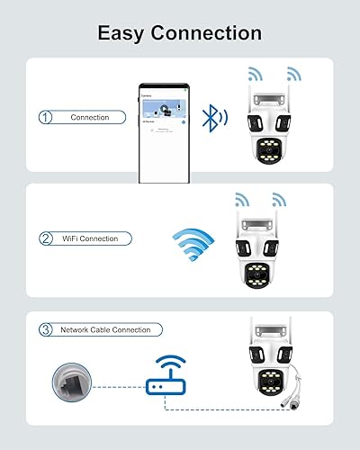 Miniatura 8 de Cámara de seguridad para exteriores de triple lente WiFi de 9 MP, tres cámaras en una, panorámicainclinación de 360, seguimiento automático,