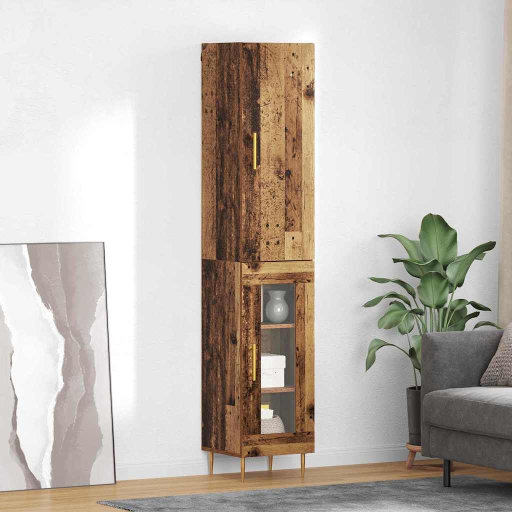 Highboard Lot de 2 buffets en bois vieilli avec portes et étagère, meubles modernes pour salon, salle à manger, armoire de rangement étroite, commode rustique pour l'ordre et le rangement