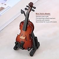 Vista 2 de Wooden Miniature Violin with Stand, Mini Wooden Guitar Model, Dollhouse Accessories Mini Musical Instrument Decor Gift, for Home Decoration,8cm