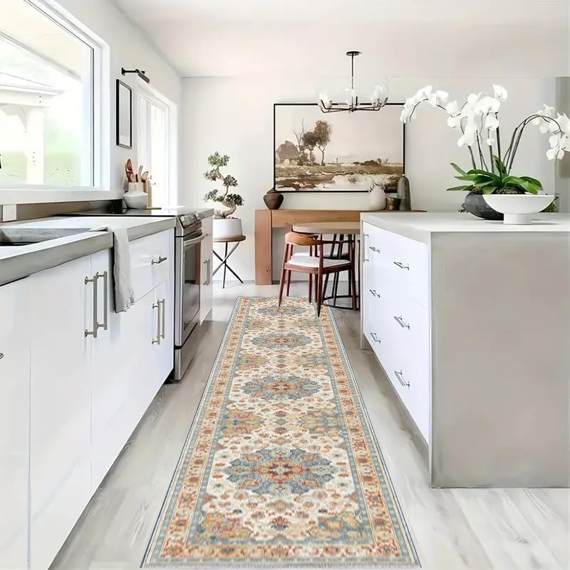 Condition photo showing Good Condition for Bohemian Runner Rug, 2x10 Boho Hallway Runner, Non Slip Washable Kitchen Laundry Runner Rug, Living Room Entryway Runner for Home Decoration 2'x10' Extra Long Brown