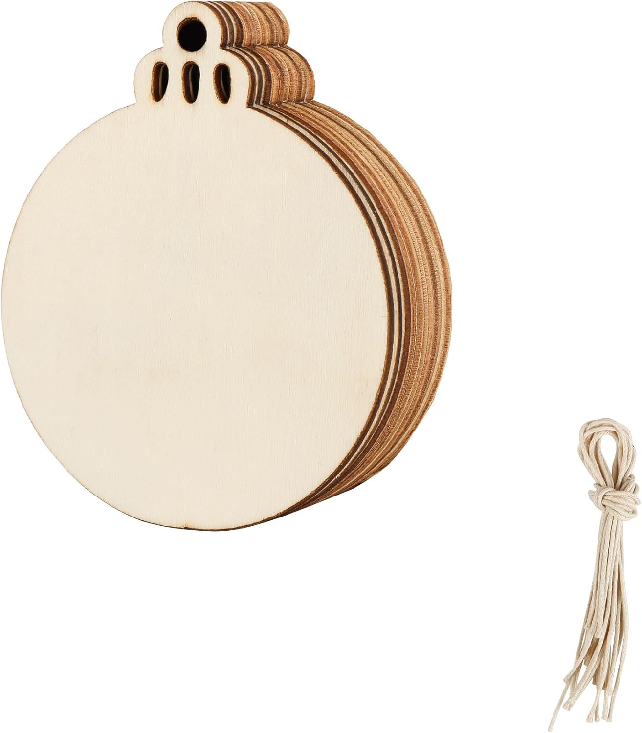 GODLOVEM 10 Pieces Round Wood Slices Blank Wood Discs Wood Baubles for