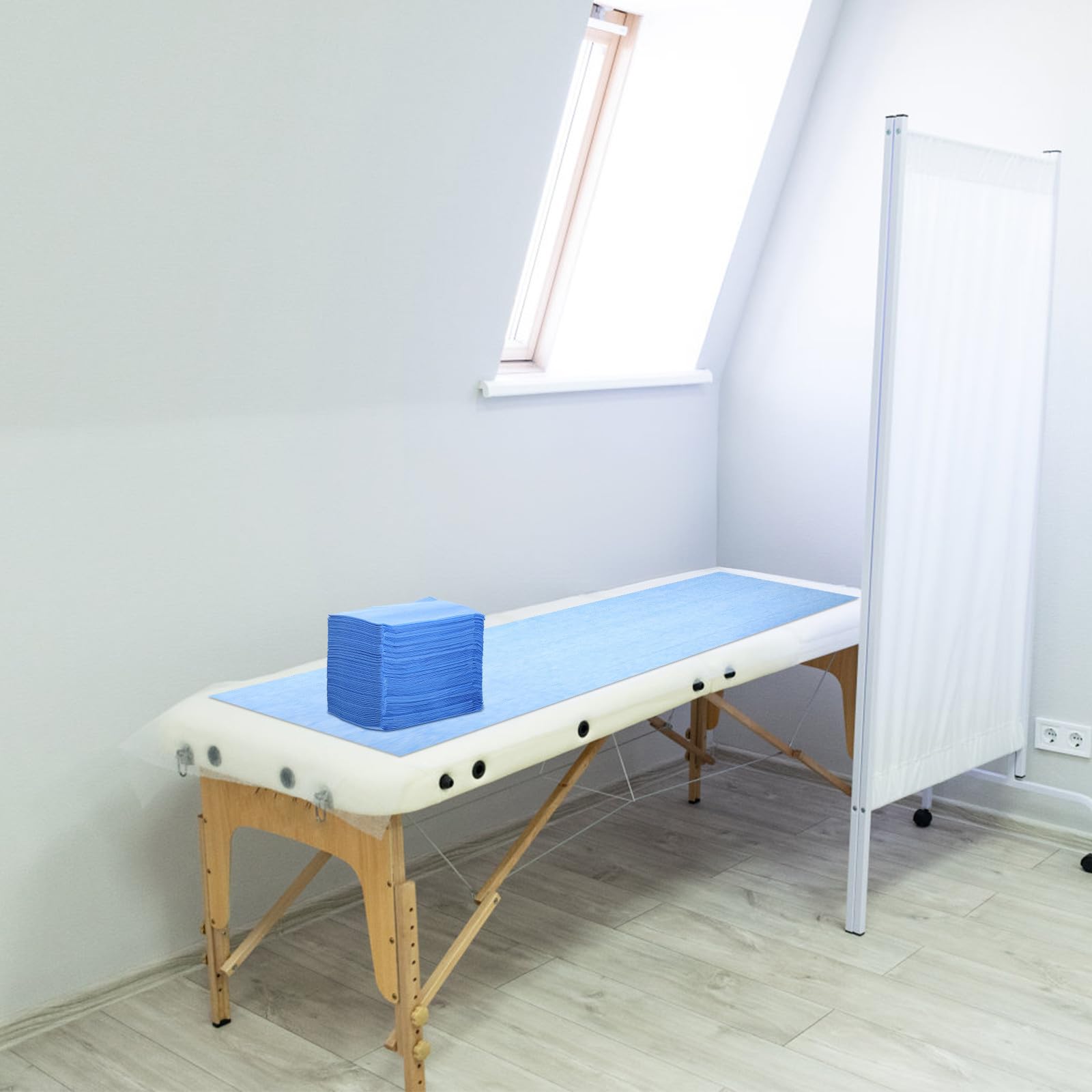 TEHAUX 100 Unidades Sábanas Desechables para Masajes de 80x180cm en Color Azul, No Tejidas, Suaves y Amigables Piel, Ideales para SPA y Salón, Paquete