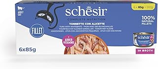 Schesir, Thunfisch mit Alicette in Brühe, komplettes Nassfutter für Katzen, in Dose, mit zusätzlichen Vitaminen, 100% natürlich, 6 x 85 g product image