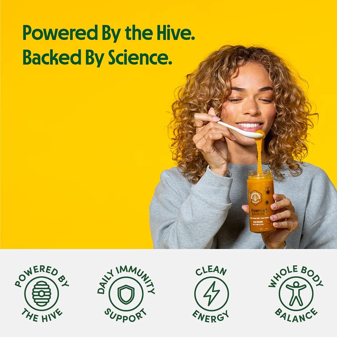 BEEKEEPER'S NATURALS B.Powered - Fuel Your Body & Mind, Helps with Immune Support, Mental Clarity, Enhanced Energy & Athletic performance - Propolis, Royal Jelly, Bee Pollen, Honey (4.4 oz) : Health & Household