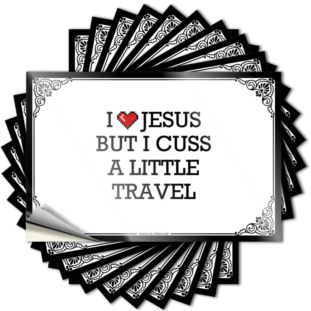 Funny Sticker Personalized Waterproof Vinyl Sticker | I Love Jesus But I Cuss A Little Travel Western Water for Military DIY Projects(6X9CM)