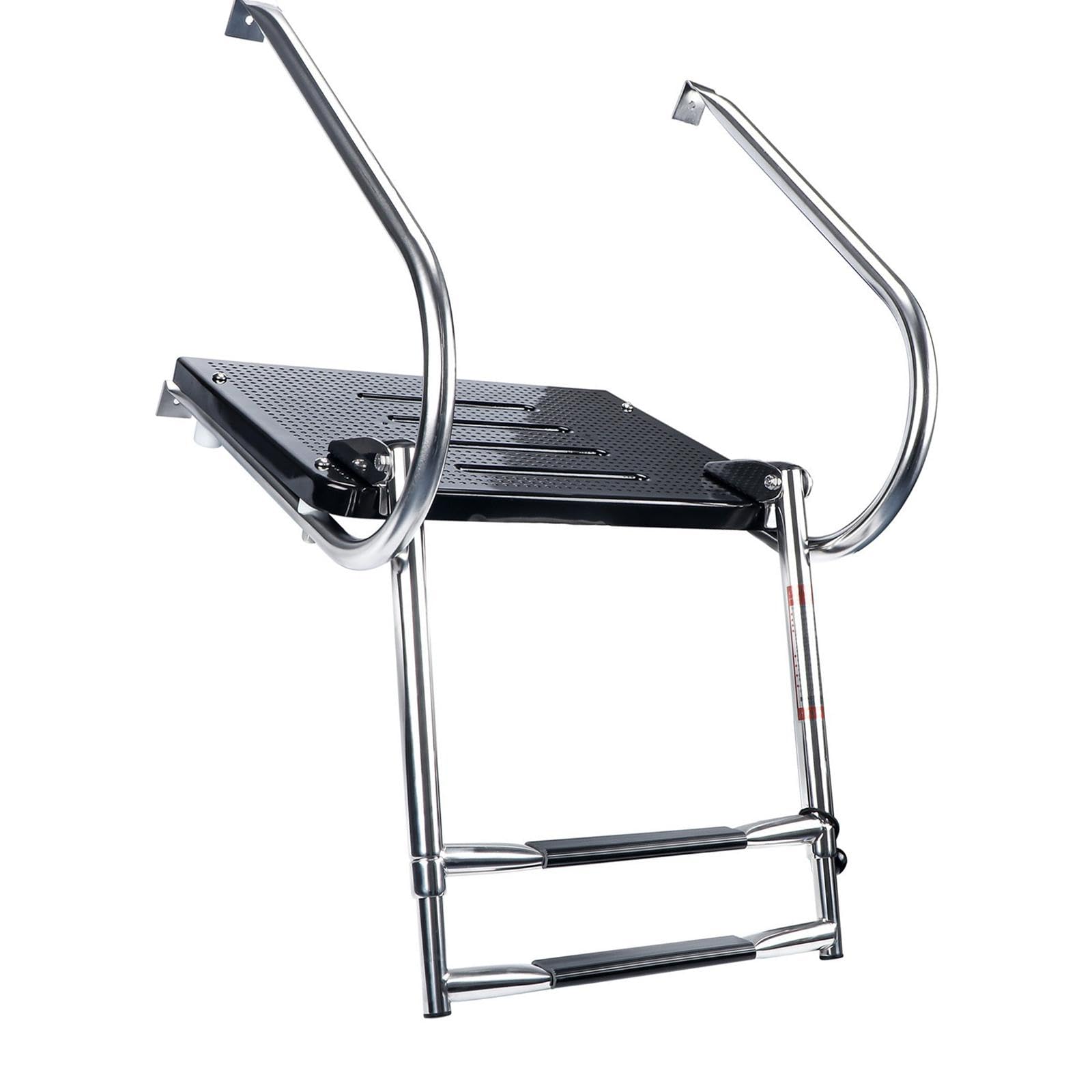 kowaku 2 Steps Boat Ladder Stainless Steel Accessories Anti Slip Boat Swim Ladders Premium Detachable Folding Ladder with Platform, Black