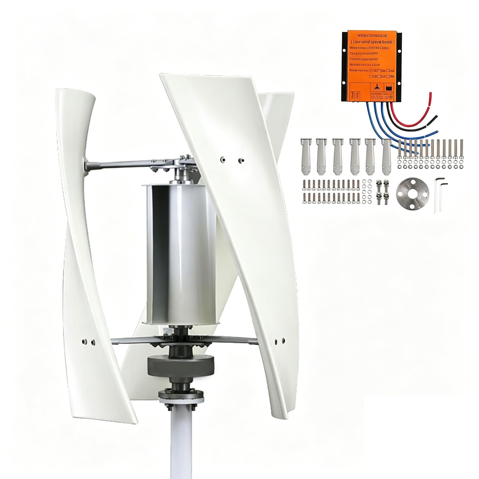 SOTIKARERY Wind Turbine Generator Kit, 300W Helix Maglev Axis Wind Turbine Generator Vertical Windmill with MPPT Controller, for Boats Gazebos House 12v