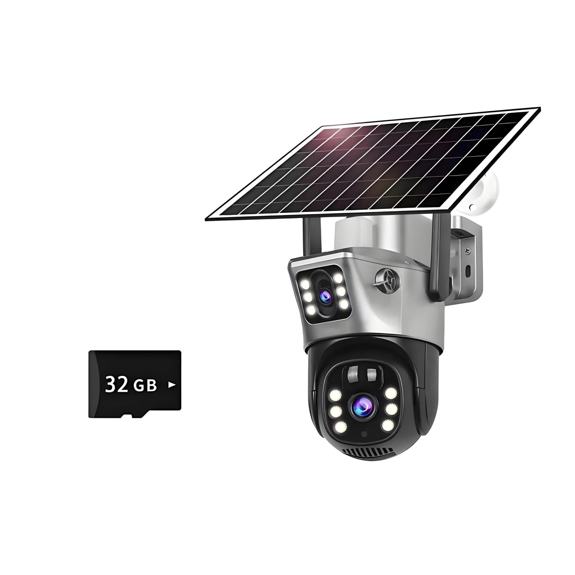 Oshpmbdlyfj 4G Cam Add 32G 4K Wireless Wifi Solar Outdoor Camera 8Mp Dual Lens 4G Sim Ip Surveillance Cam Pir Night Vision Mobile Detection Security Cctv(4G Cam Add 32G)