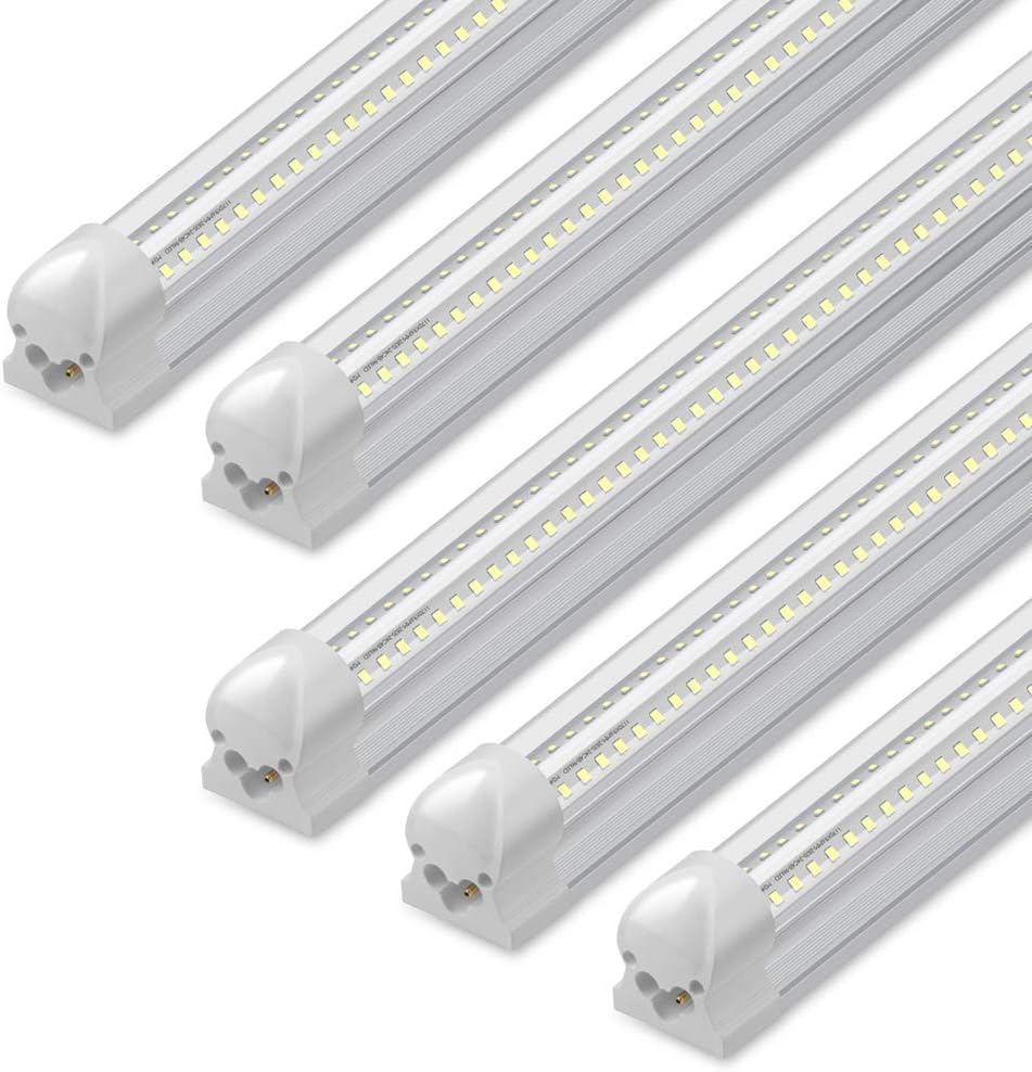 4Ft LED Shop Light, 30W, 3000LM, 6500K, T8 V-Shape Integrated Tube Light Fixture, Hight Output, Brighter White, LED Tube Light for Garage, Warehouse, Plug and Play (Pack of 5)