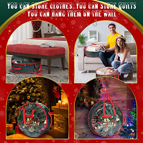 4 Pcs Christmas Wreath Storage Bag 30 Inch Plastic Storage Containers For Wreaths Container Christmas Decorative Xmas Plastic Bag Holder Handles Dual Zipper Holiday Wreath Wrapping (30 Inch) #TOP6