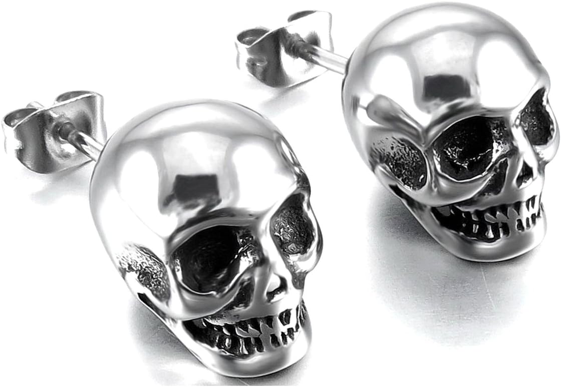 Punk Piercing Body Jewelry Titanium Steel Skull Stud Earrings
