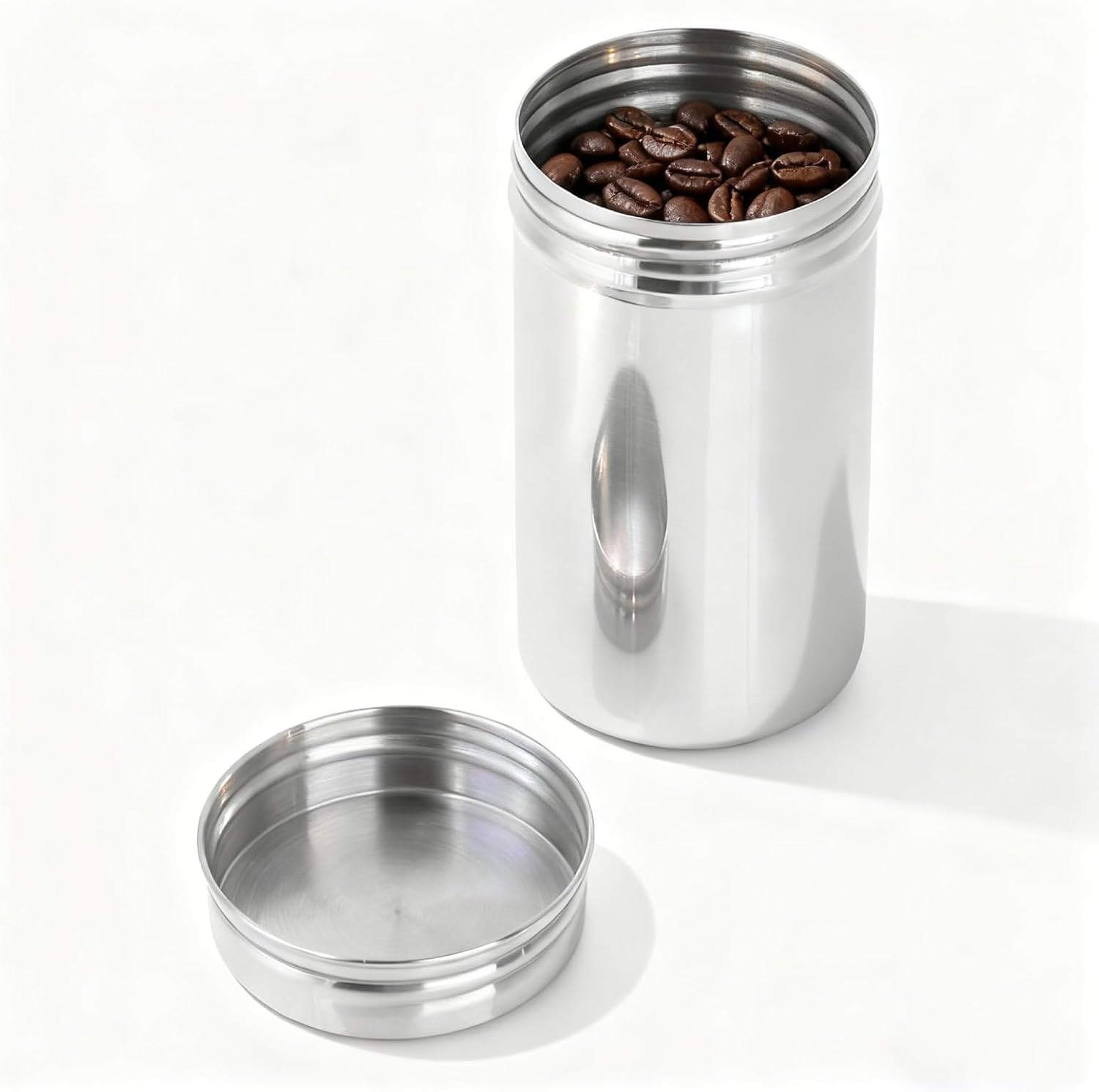 Yosoo Health Gear Sealed Food Storage Tin Jar, 304 Stainless Steel Tea Canister, Portable Container for Coffee Grounds, Beans, Sugar - Kitchen Counter Storage