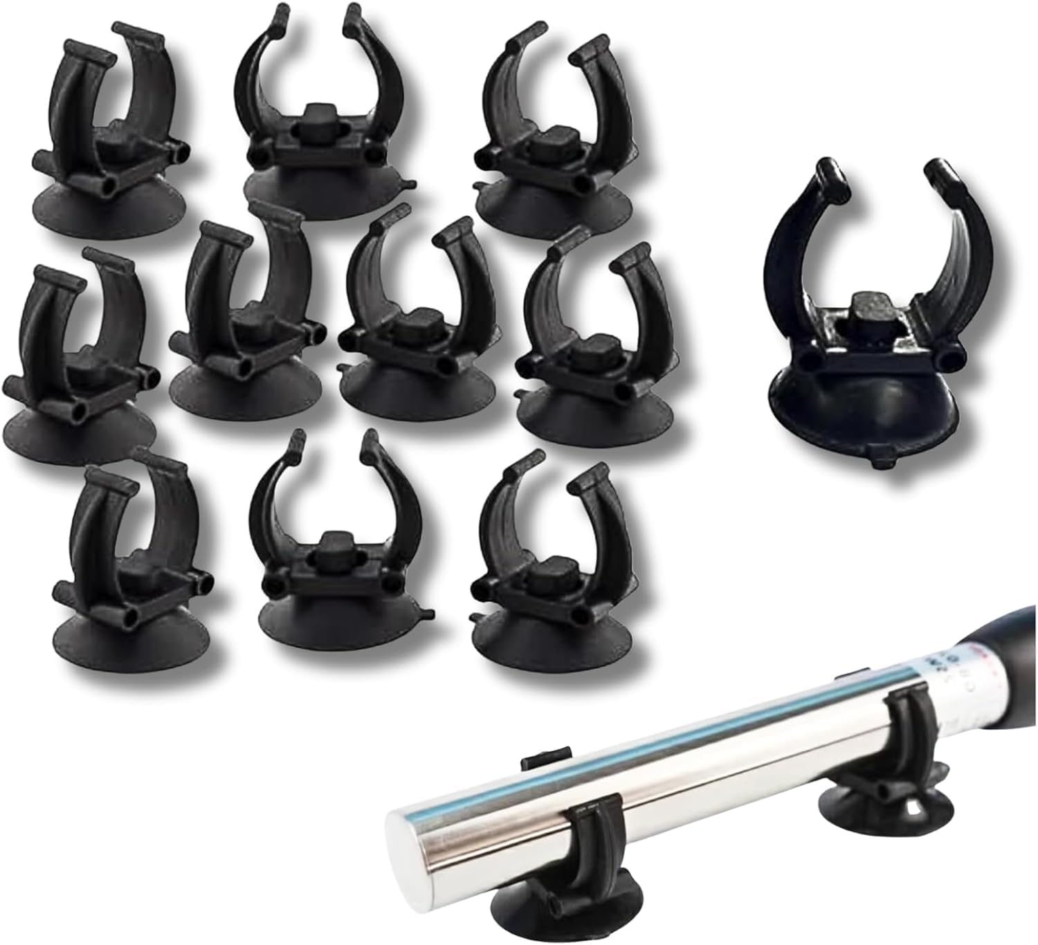 Ymantang 10Pcs Aquarium Suction Cup Clips, 18-22mm, Black, Universal Fish Tank Holders for Heaters, Pumps, Filters and Hood
