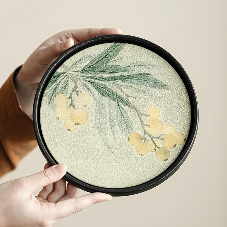 CKKNILV Tea Set Tea Tray Ceramic Tea Tray Small Tea Holder, Home Office Coffee Table Kung Fu Tea Set Accessories Tea Tray Chinese Tea Set (A)