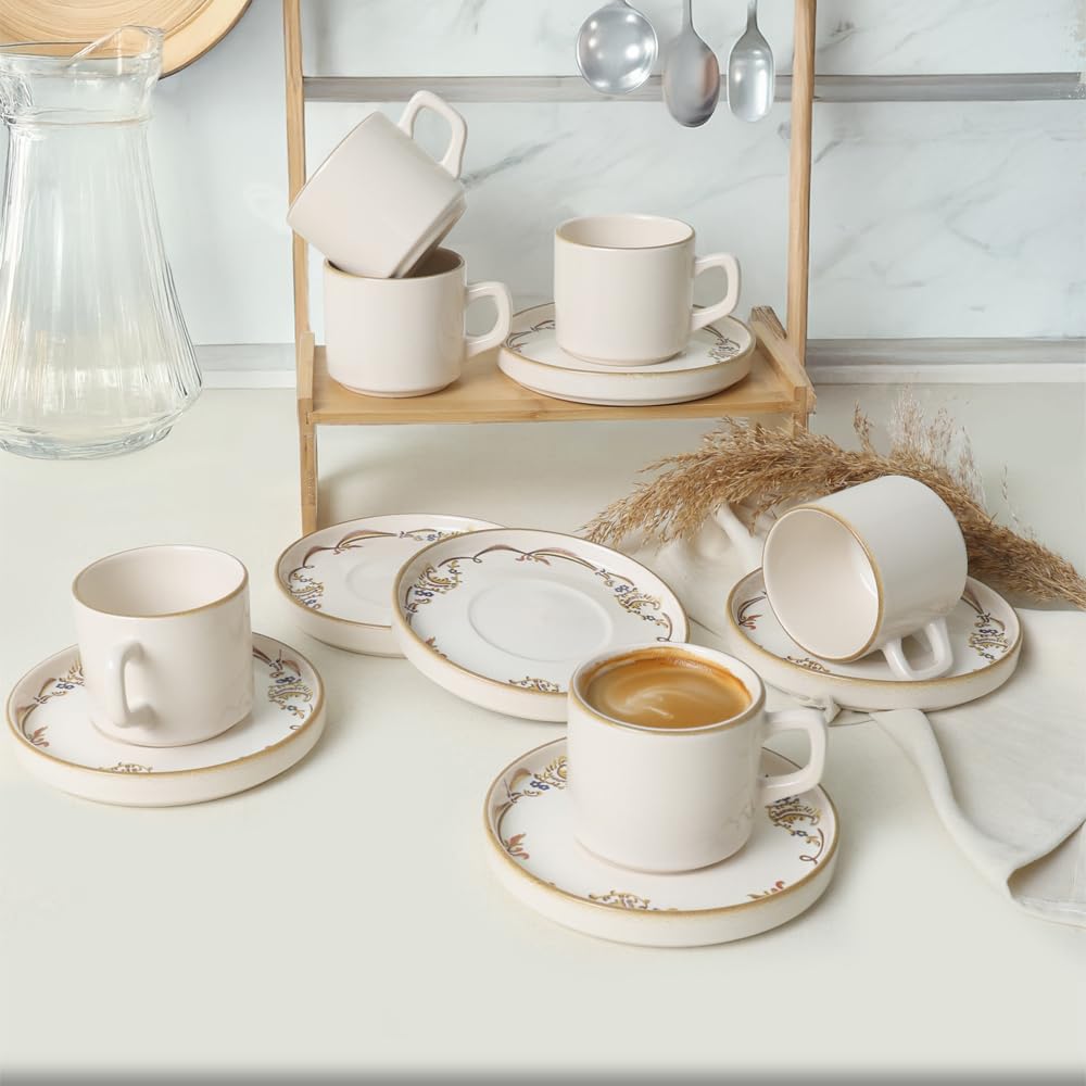 Keramika Bronze Bloom Stackable Çay Takımı 12 Parça 6 Kişilik