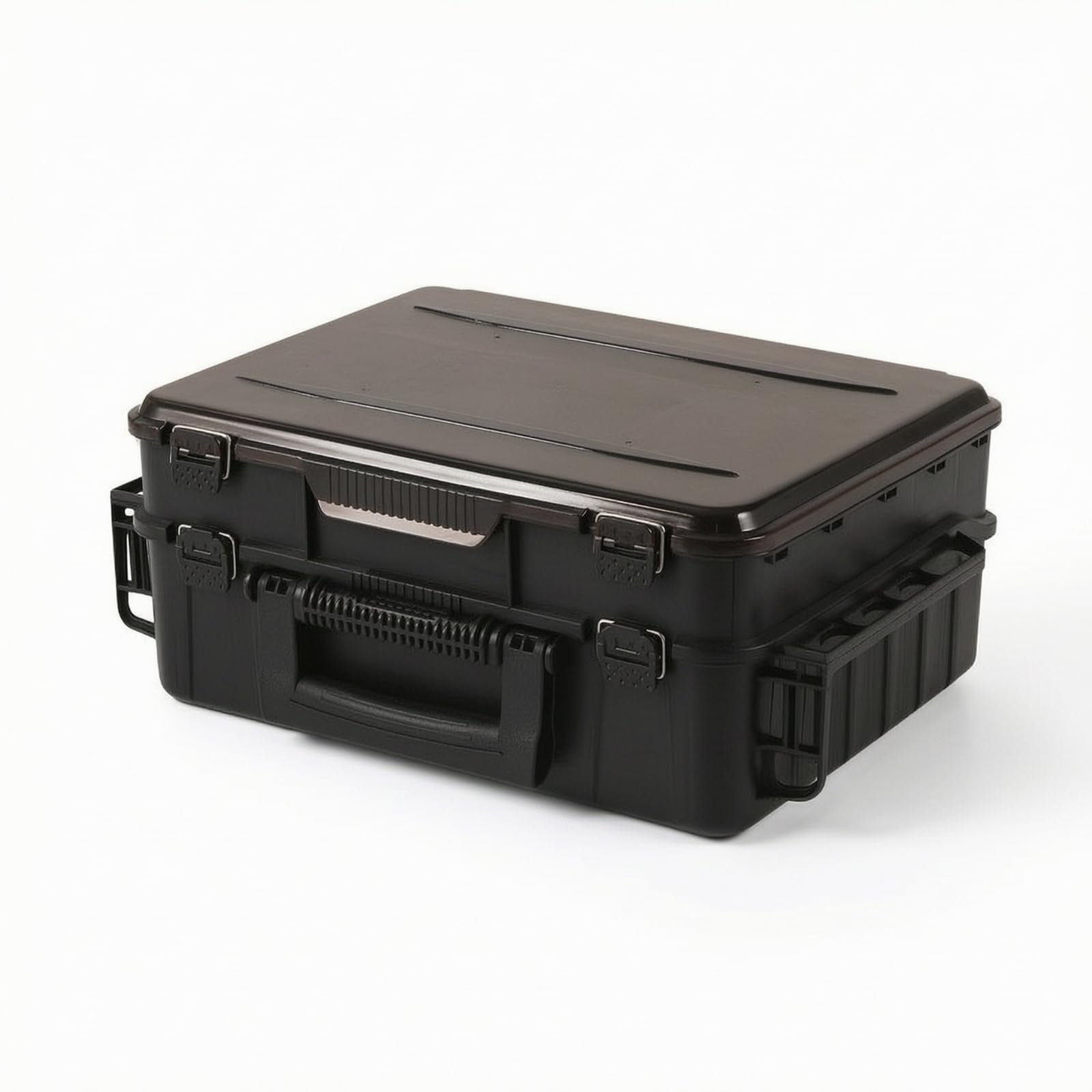 LOVIVER Contenedor de Pesca Caja de Aparejos Organizador Estuche Maletín con Doble Divisiones Ajustables en Plástico Resistente y Portátil con Tapa, Negro