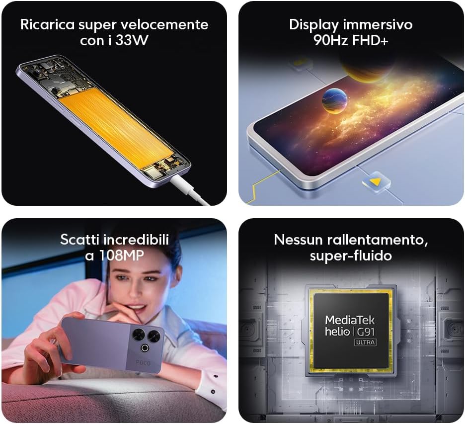 Poco M6 (Smartphone), 8GB + 256GB, MediaTek Helio G91-Ultra