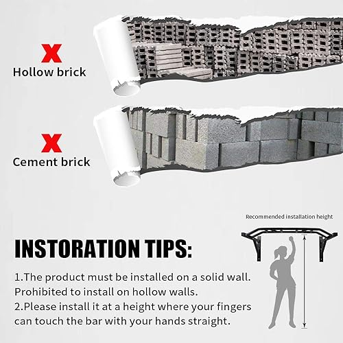 Miniatura 5 de BESTHLS Barra de dominadas montada en la pared y estación de inmersión, barra de dominadas resistente para montaje en pared, barra de dominadas