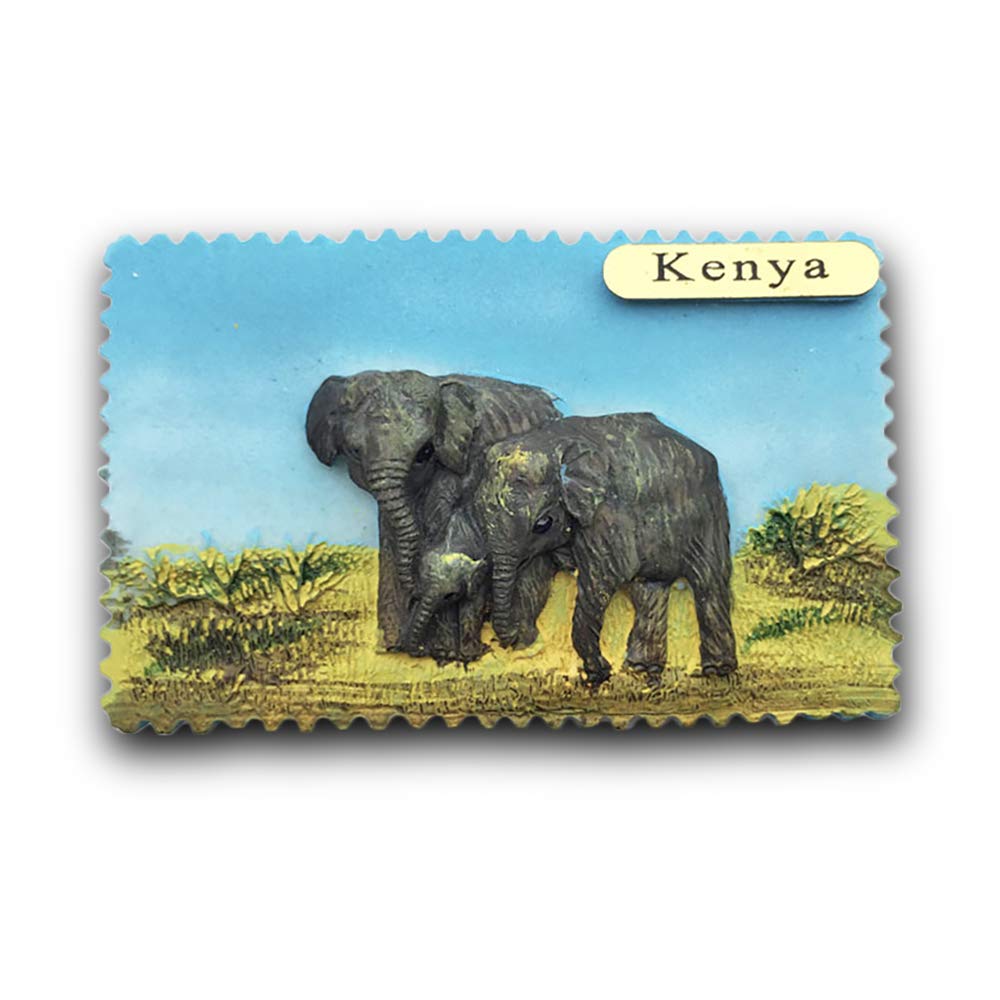 Wedarego Kenya Africa Elephant Kenya Africa 3D Elephant Refrigerator Magnet Tourist Souvenirs Resin Magnetic Stickers Fridge Magnet Home & Kitchen Decoration From China