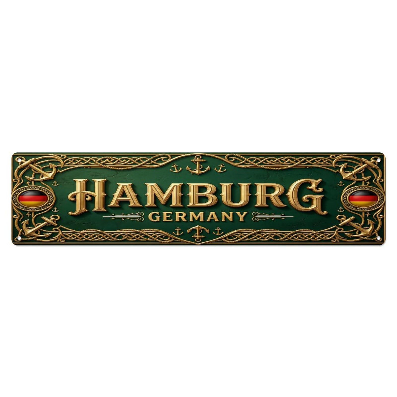 Xanthor Style Metal Tin Sign Vintage Hamburg Germany Flag Pattern