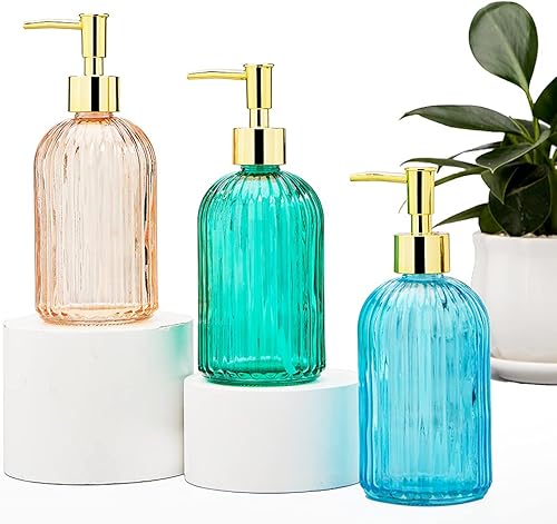 Miniatura 2 de Dispensador de jabón de manos de vidrio de 16 onzas para baño, dispensador de jabón de baño con bomba de presión fácil, dispensador de jabón de