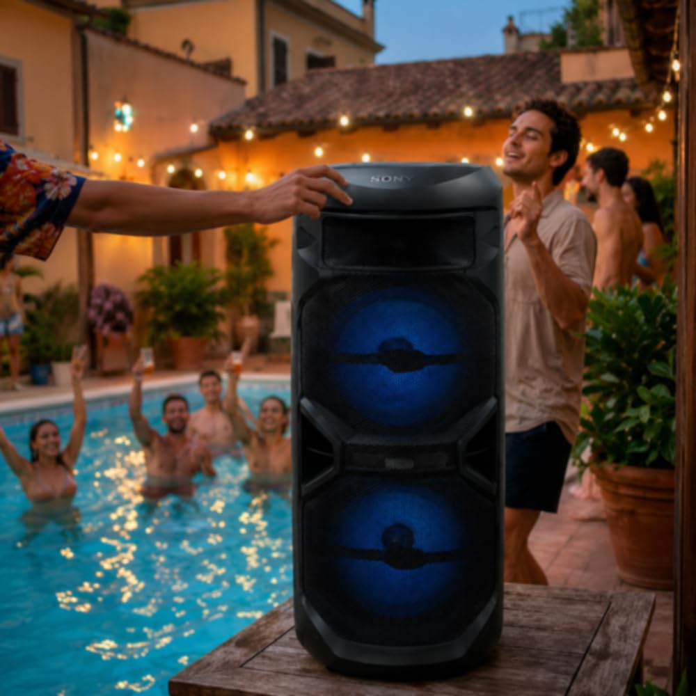 Vetrineinrete® Cassa Bluetooth con luci RGB tecnologia TWS 70 Watt ingresso USB TF/SD AUX radio FM integrata
