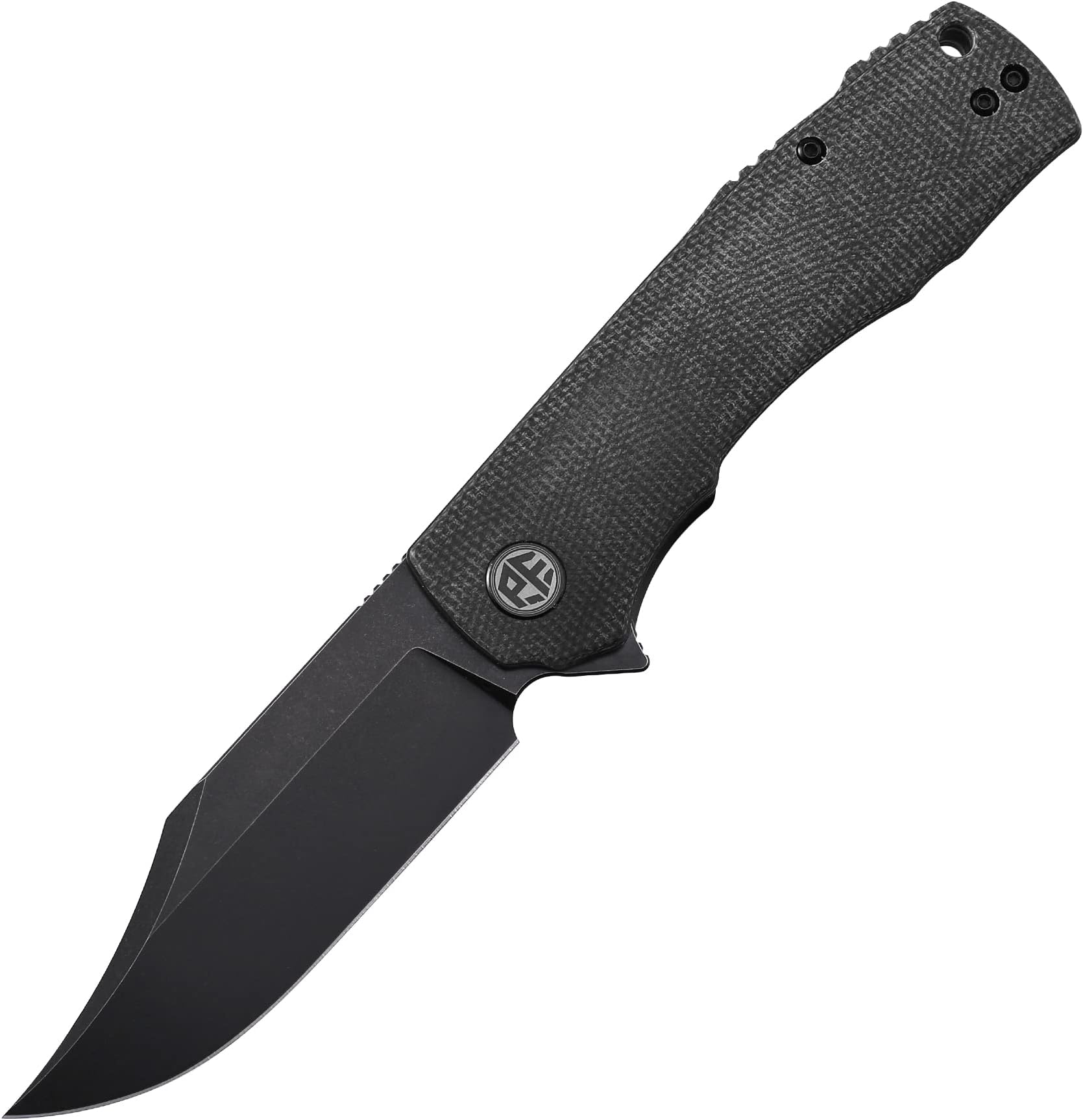 Petrified fish PFP03 Victor,3.58" K110 Satin Blade,140g Micarta Handel Flipper Liner lock Folding knife (Black Stonewashed)