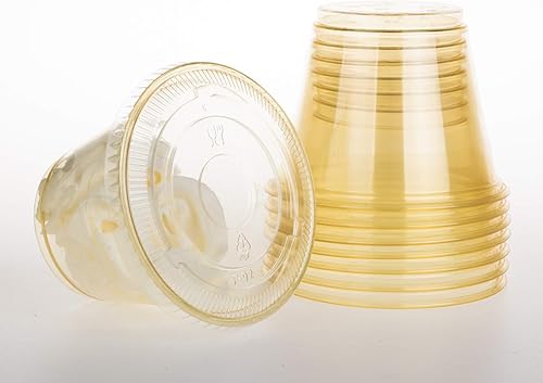 Vista 13 de Golden Apple, Juego de 25 vasos de plástico rosa y rojo de 9 onzas con tapas de cúpula transparente sin agujero (25 tazas + 25 tapas)