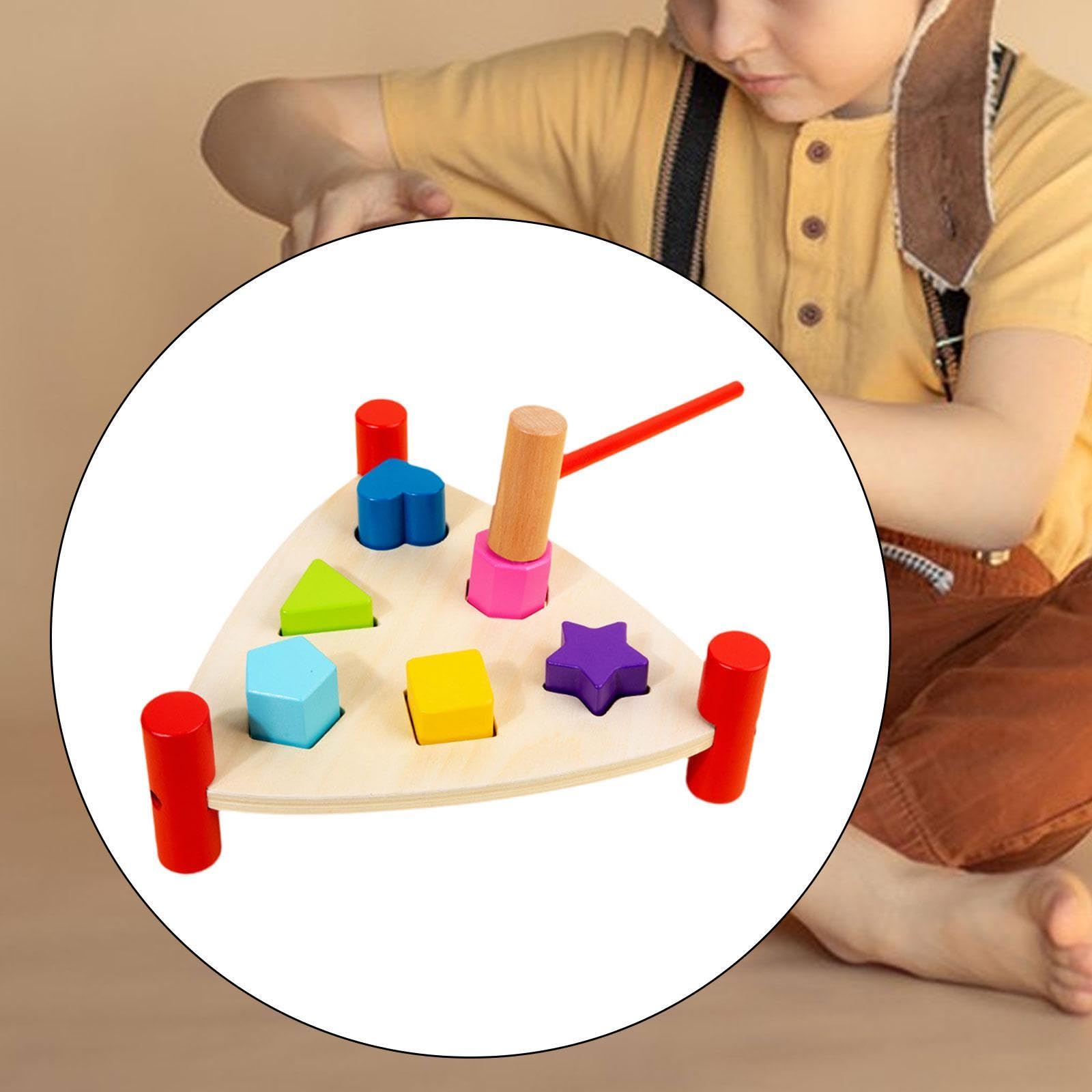 Holzspielzeug Schlagbank Hammerbank Motorikspielzeug Holzklopfbank mit Holzhammer Pädagogisches Spiel für Jungen Und Mädchen für Zuhause Vorschule All, Dreieck