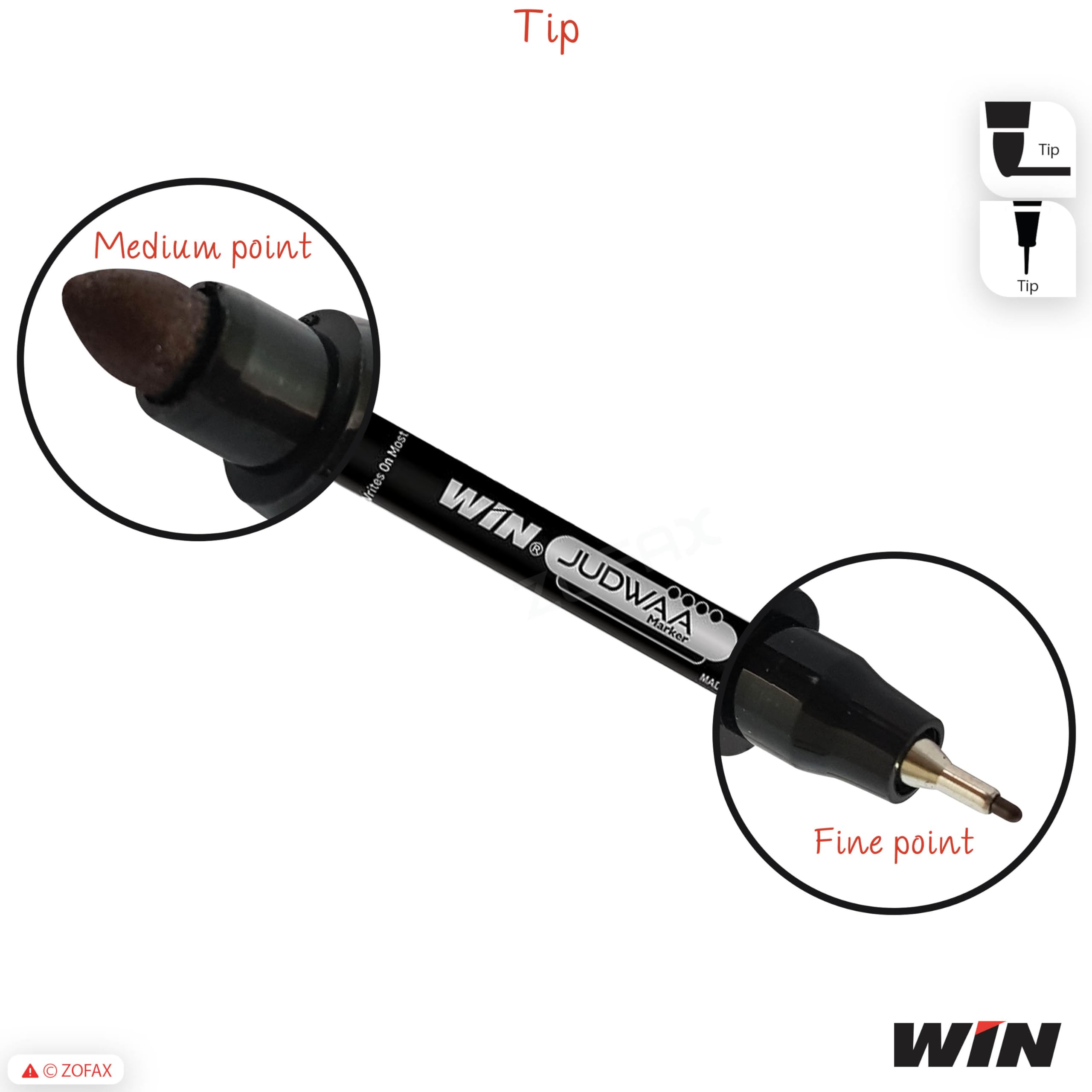 DUAL TIP Permanent Markers, BLACK, Medium Tip and Extra Fine Tip, Pack of 10 - Image 3