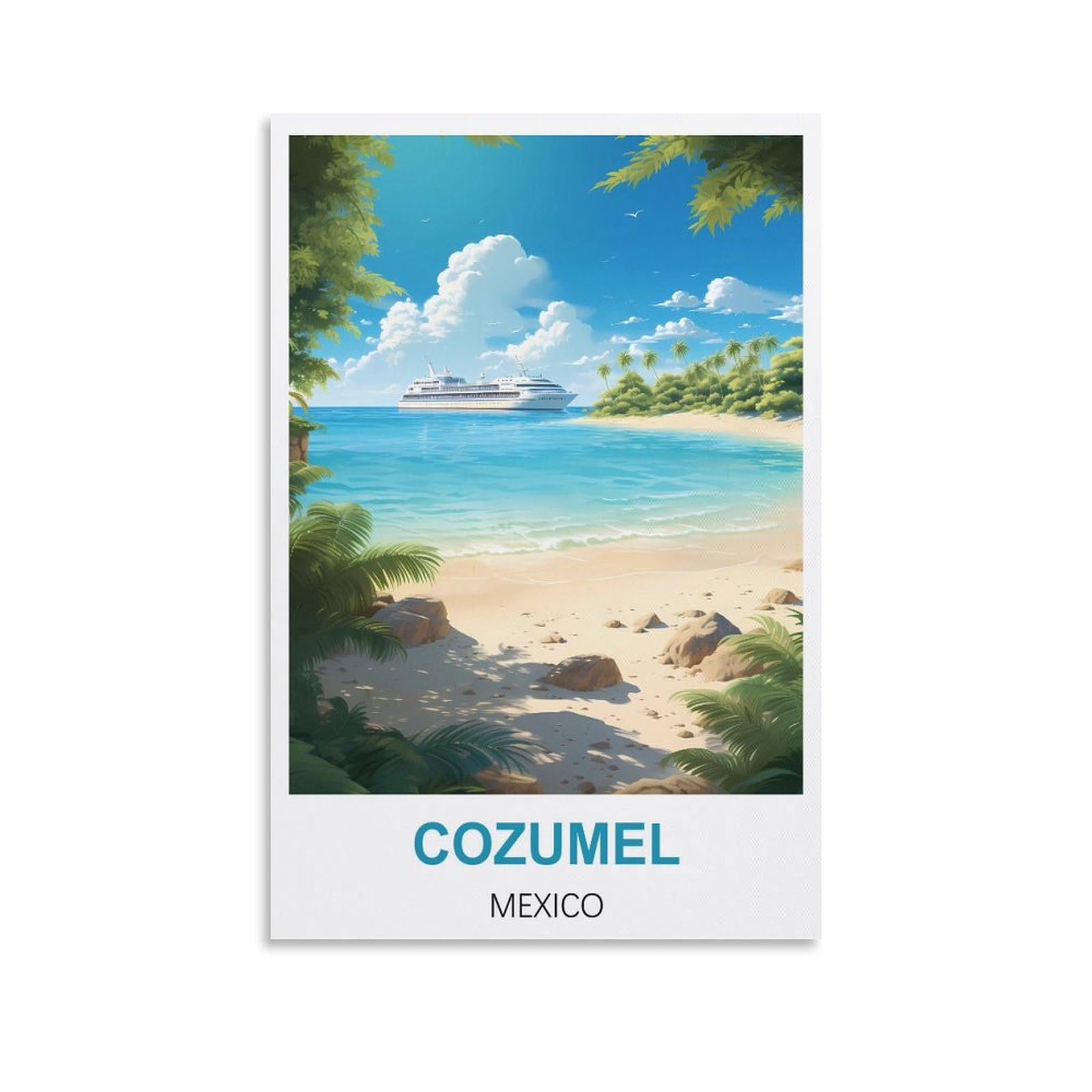 EZMLFA 5D Diamond Art Kits for Beginner,Cozumel Mexicos Crystal Rhinestone Embroidery Craft Kits for Home Wall Decor Gifts, 50x60cm