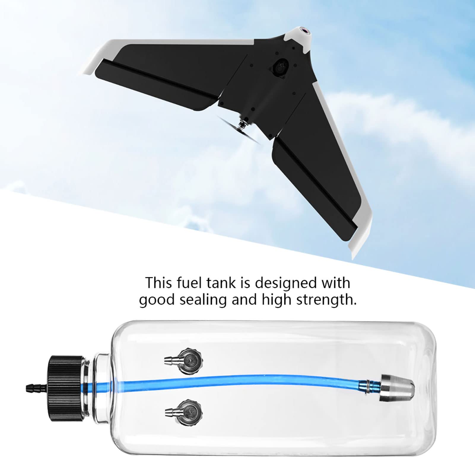 Serbatoio carburante RC in plastica trasparente con buona tenuta, serbatoio carburante in plastica trasparente ad alta resistenza (700 ml (per aerei 50-70cc))