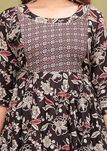 Image of Maternity Feeding Kurti for Women | Cotton Blend Anarkali Dress with Nursing Zip for Pre & Post Pregnancy